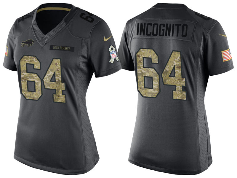 Women's Buffalo Bills #64 Richie Incognito Anthracite 2016 Salute to Service Limited Jersey