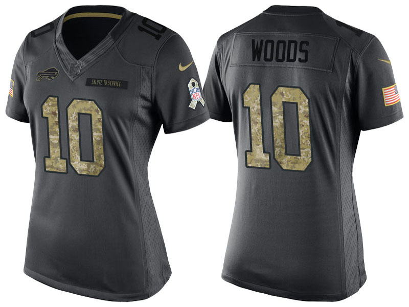 Women's Buffalo Bills #10 Robert Woods Anthracite 2016 Salute to Service Limited Jersey