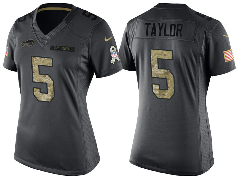 Women's Buffalo Bills #5 Tyrod Taylor Anthracite 2016 Salute to Service Limited Jersey