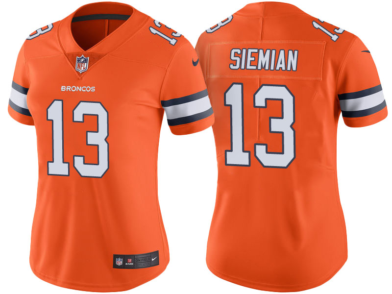 Women's Denver Broncos #13 Trevor Siemian Orange Color Rush Limited Jersey