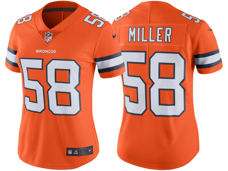 Women's Denver Broncos #58 Von Miller Orange Color Rush Limited Jersey