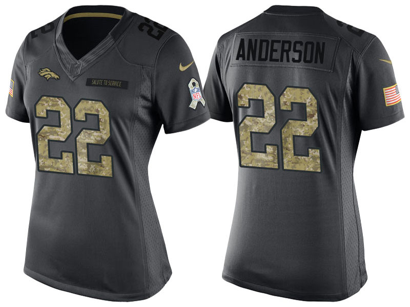 Women's Denver Broncos #22 C.J. Anderson Anthracite 2016 Salute to Service Limited Jersey