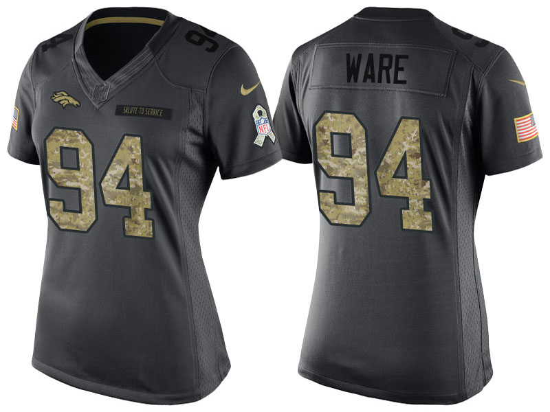 Women's Denver Broncos #94 DeMarcus Ware Anthracite 2016 Salute to Service Limited Jersey