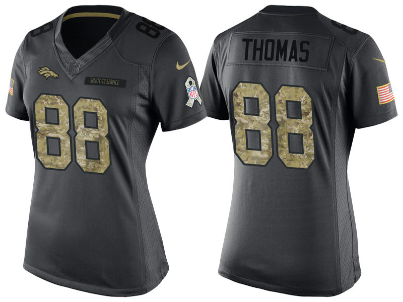 Women's Denver Broncos #88 Demaryius Thomas Anthracite 2016 Salute to Service Limited Jersey