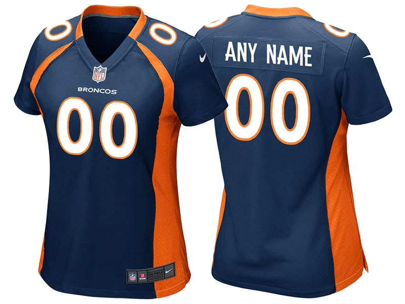 Women's Denver Broncos Navy Blue Custom Game Jersey