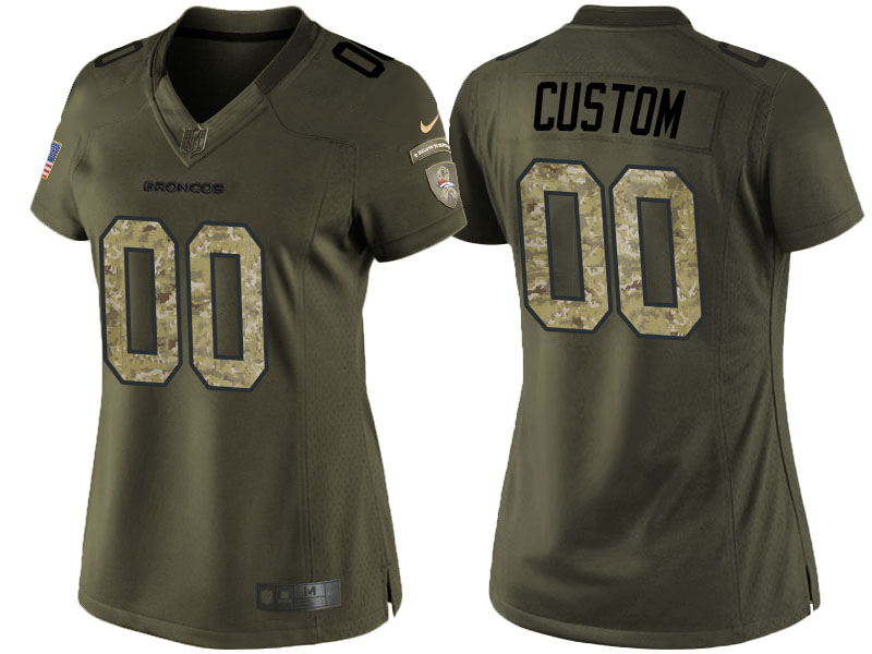 Women's Denver Broncos Olive Customized Camo Salute to Service Jersey