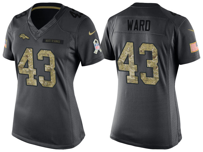 Women's Denver Broncos #43 T.J. Ward Anthracite 2016 Salute to Service Limited Jersey