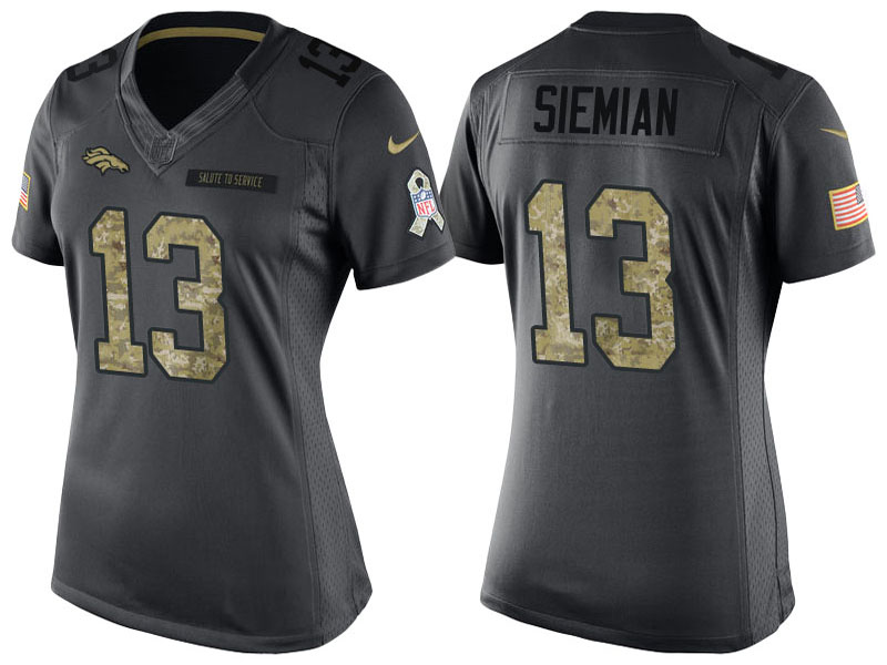 Women's Denver Broncos #13 Trevor Siemian Anthracite 2016 Salute to Service Limited Jersey