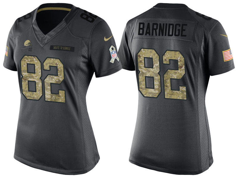 Women's Cleveland Browns #82 Gary Barnidge Anthracite 2016 Salute to Service Limited Jersey