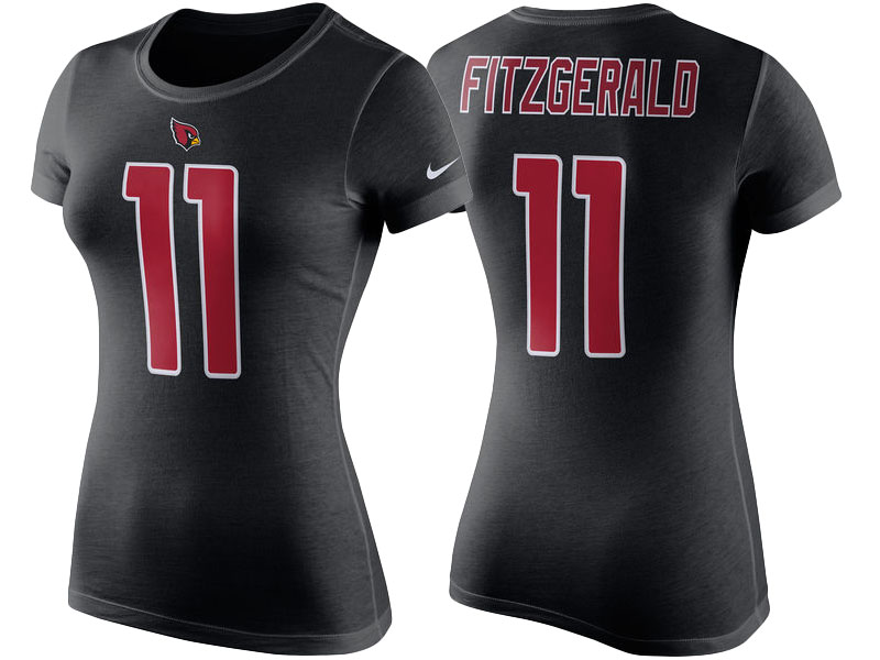 Women's Arizona Cardinals #11 Larry Fitzgerald Black Player Pride Color Rush Name & Number T-Shirt