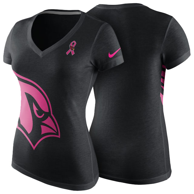 Women's Arizona Cardinals Black Breast Cancer Awareness Tri-Blend V-Neck T-Shirt