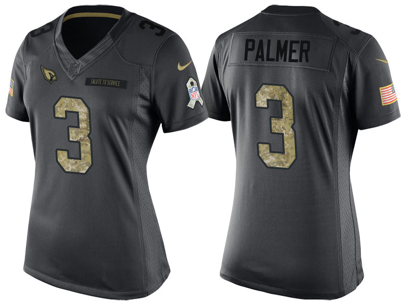 Women's Arizona Cardinals #3 Carson Palmer Anthracite 2016 Salute to Service Limited Jersey