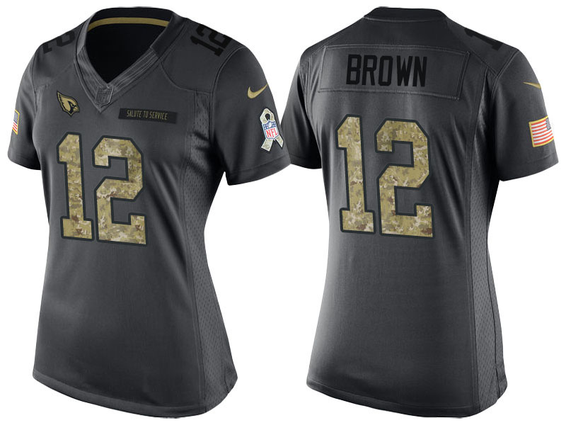 Women's Arizona Cardinals #12 John Brown Anthracite 2016 Salute to Service Limited Jersey