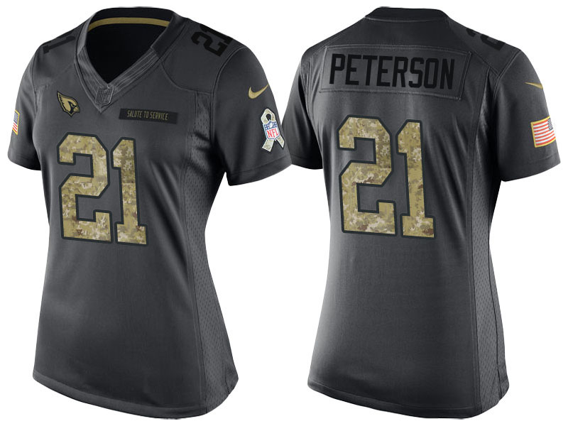 Women's Arizona Cardinals #21 Patrick Peterson Anthracite 2016 Salute to Service Limited Jersey