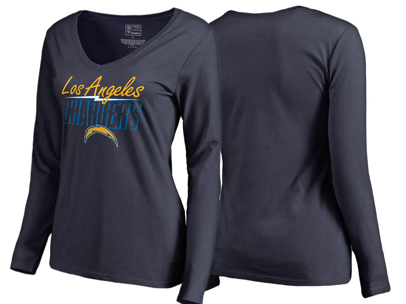 Women's Los Angeles Chargers Navy Hometown Collection Charged Up Long Sleeve T-Shirt