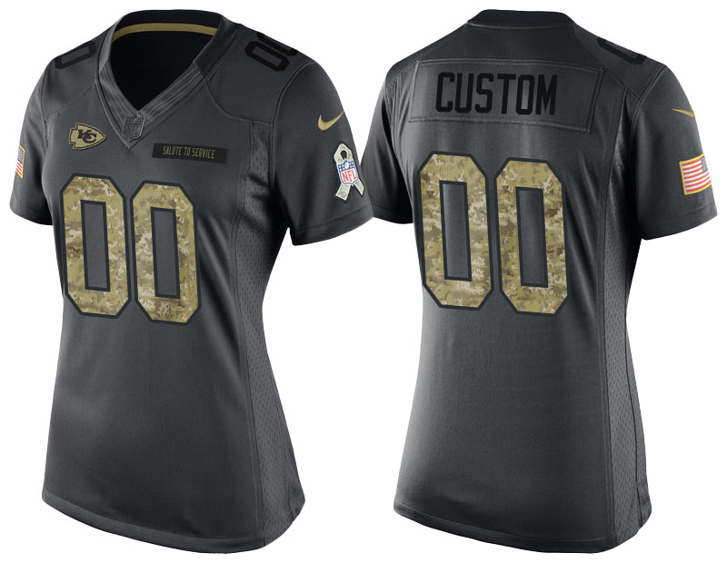 Women's Kansas City Chiefs Anthracite Customized Camo 2016 Salute to Service Jersey - Veterans Day