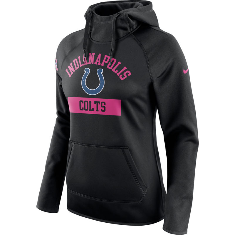 Women's Indianapolis Colts Black Breast Cancer Awareness Circuit Performance Pullover Hoodie