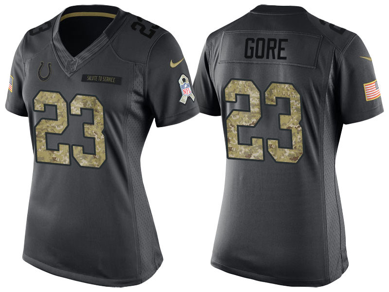 Women's Indianapolis Colts #23 Frank Gore Anthracite 2016 Salute to Service Limited Jersey