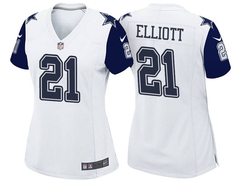 Women's Dallas Cowboys #21 Ezekiel Elliott White Color Rush Limited Jersey