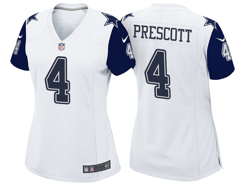 Women's Dallas Cowboys #4 Dak Prescott White Color Rush Limited Jersey