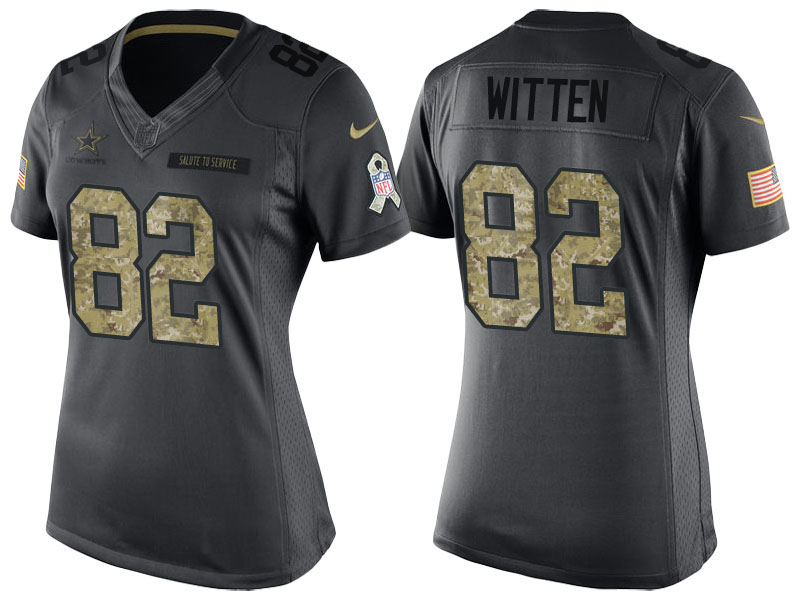 Women's Dallas Cowboys #82 Jason Witten Camo Anthracite 2016 Salute to Service Limited Jersey