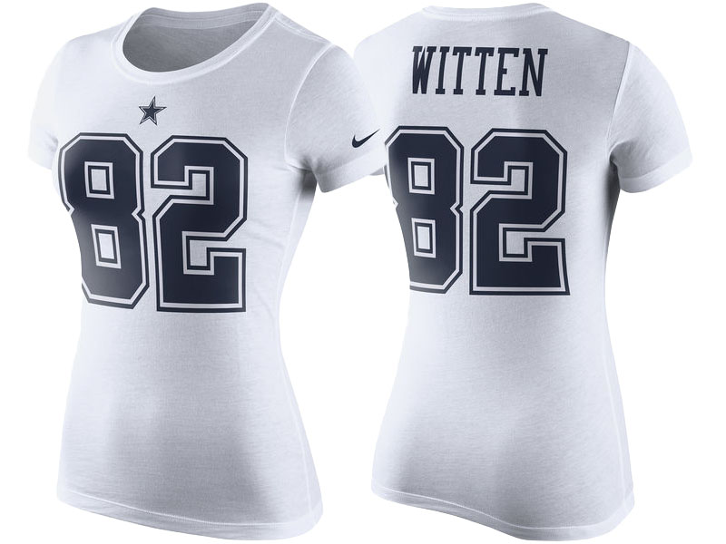 Women's Dallas Cowboys #82 Jason Witten White Player Pride Color Rush Name & Number T-Shirt