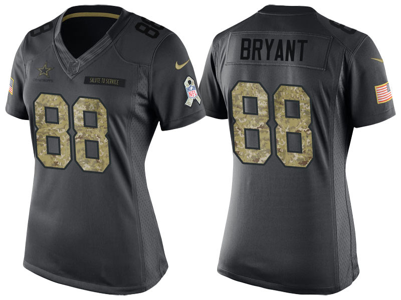 Women's Dallas Cowboys #88 Dez Bryant Camo Anthracite 2016 Salute to Service Limited Jersey