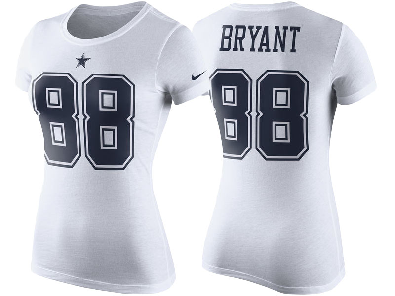 Women's Dallas Cowboys #88 Dez Bryant White Player Pride Color Rush Name & Number T-Shirt