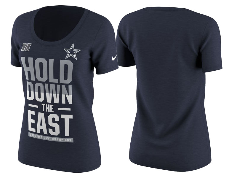 Women's 2016 AFC East Division Champions Dallas Cowboys Navy T-Shirt