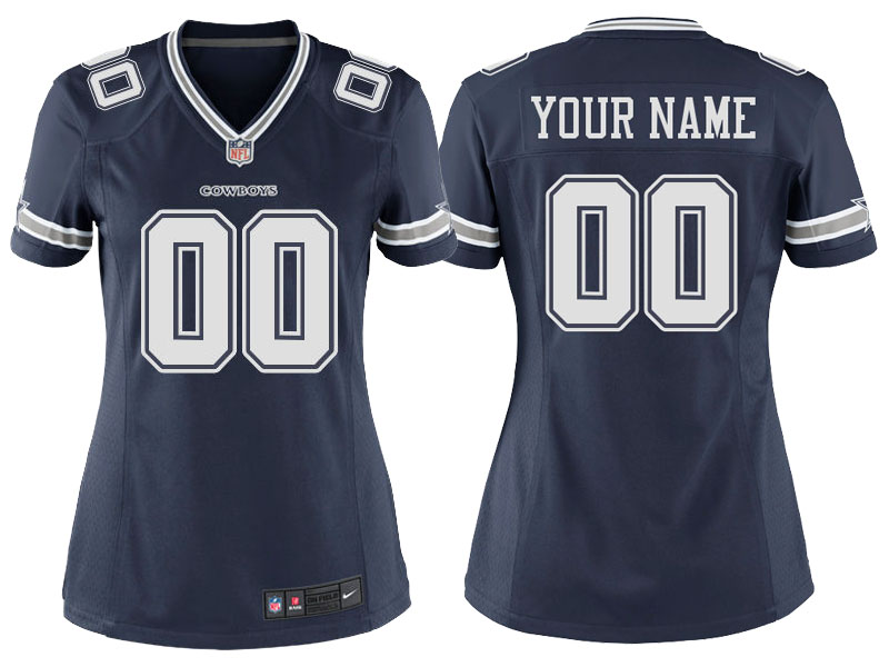 Women's Dallas Cowboys Navy Custom Game Jersey