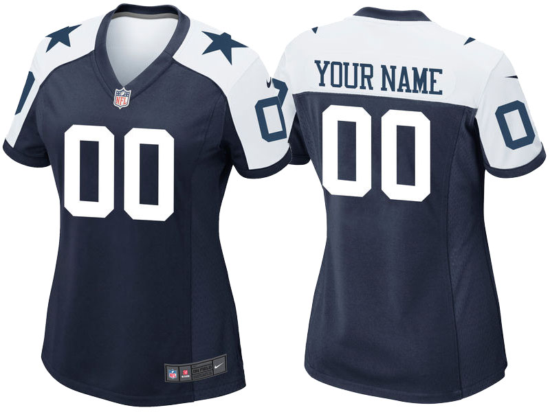 Women's Dallas Cowboys Navy Custom Throwback Game Jersey