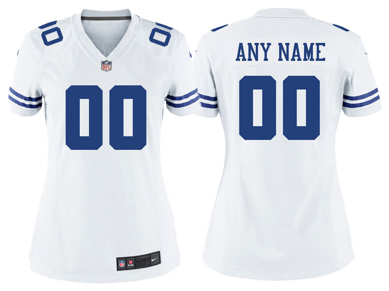 Women's Dallas Cowboys White Custom Game Jersey