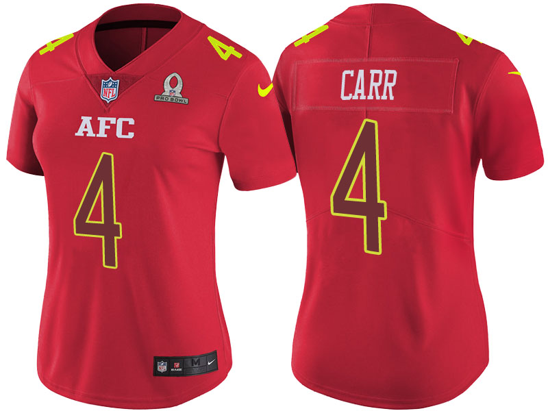 Women's AFC 2017 Pro Bowl Oakland Raiders #4 Derek Carr Red Game Jersey