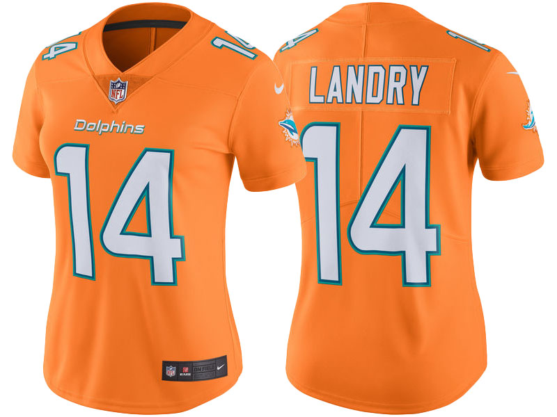 Women's Miami Dolphins #14 Jarvis Landry Orange Color Rush Limited Jersey