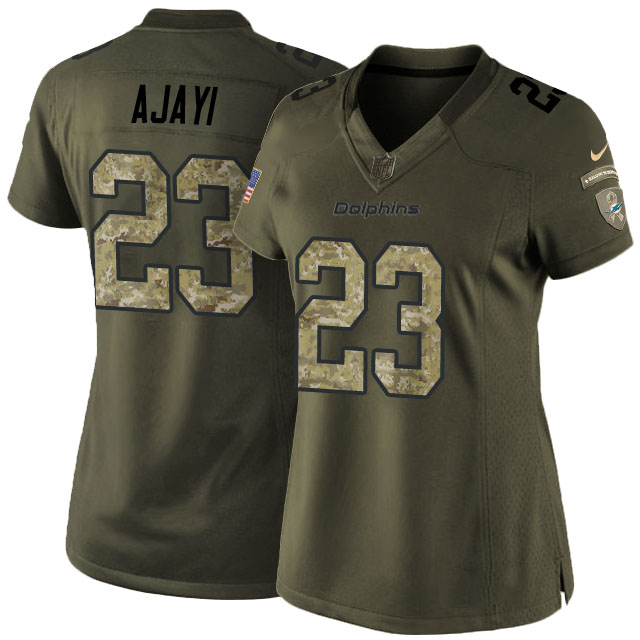 Women's Miami Dolphins #23 Jay Ajayi Anthracite Camo Salute to Service Jersey