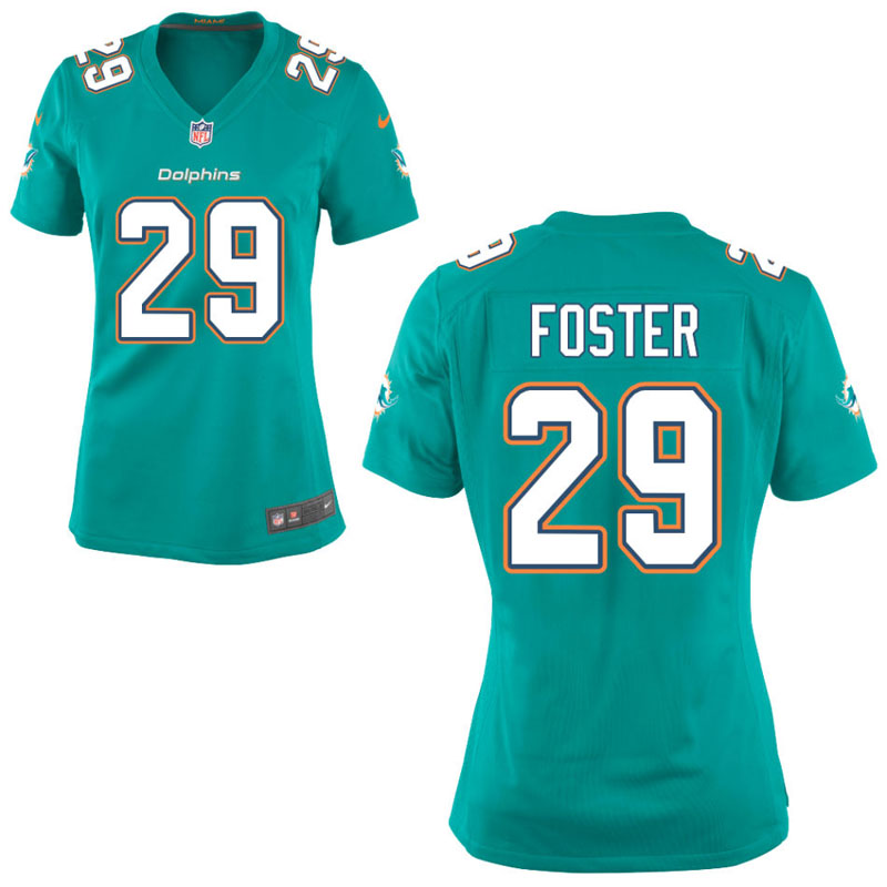 Women's Miami Dolphins #29 Arian Foster Aqua Game Jersey