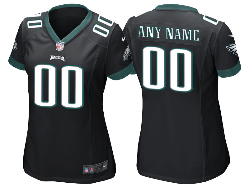 Women's Philadelphia Eagles Black Custom Game Jersey