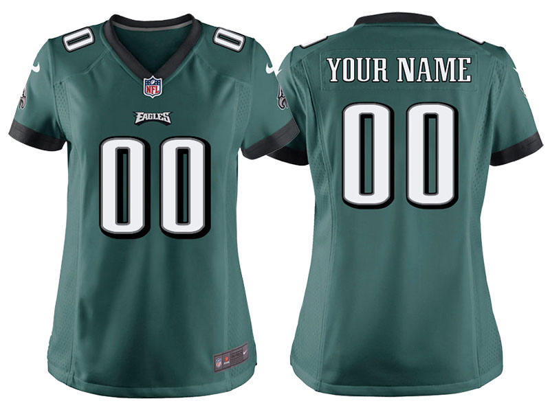 Women's Philadelphia Eagles Green Custom Game Jersey