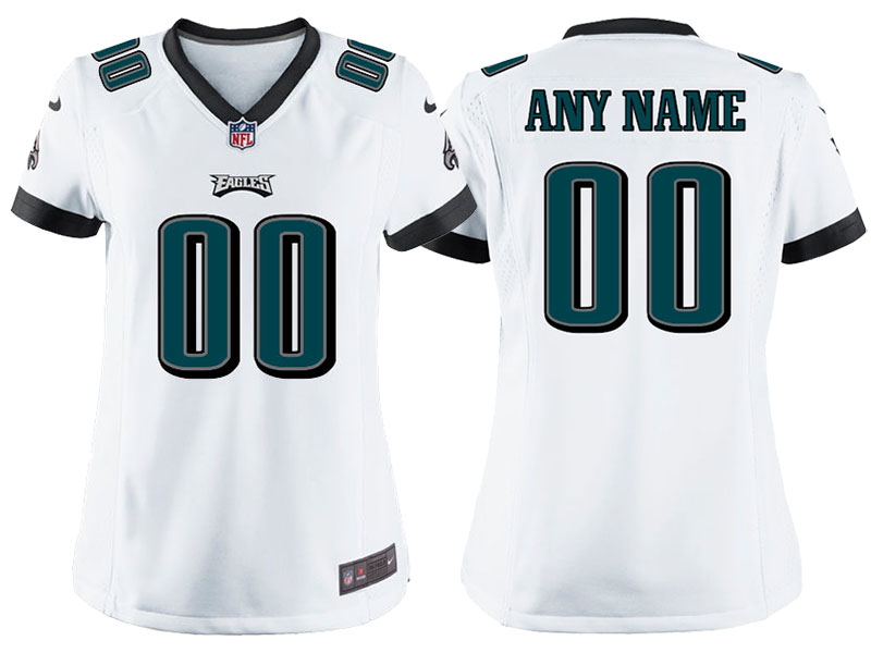 Women's Philadelphia Eagles White Custom Game Jersey