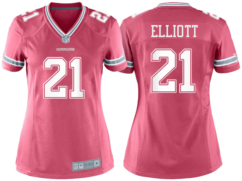 Women's Dallas Cowboys #21 Ezekiel Elliott Pink Game Jersey