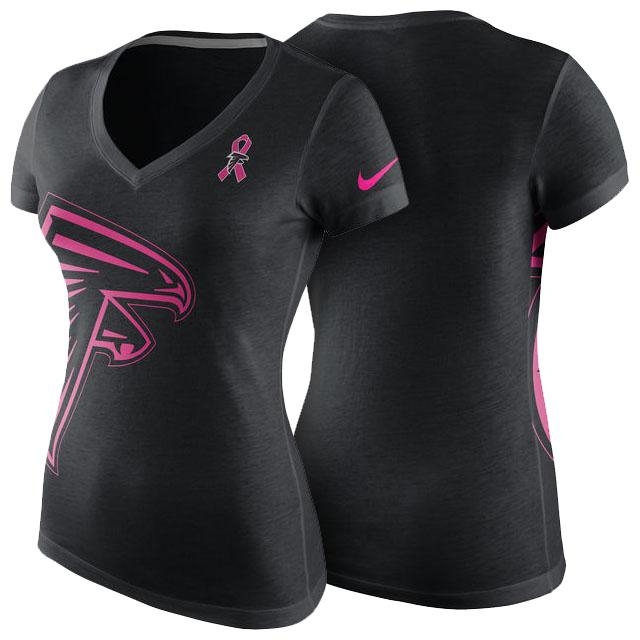 Women's Atlanta Falcons Black Breast Cancer Awareness Tri-Blend V-Neck T-Shirt