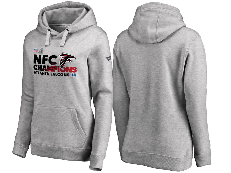 Women's Atlanta Falcons Gray 2016 NFC Conference Champions Trophy Collection Locker Room Hoodie