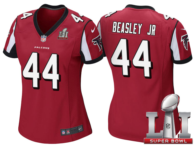 Women's Atlanta Falcons #44 Vic Beasley Jr Red 2017 Super Bowl 51 Patch Game Jersey