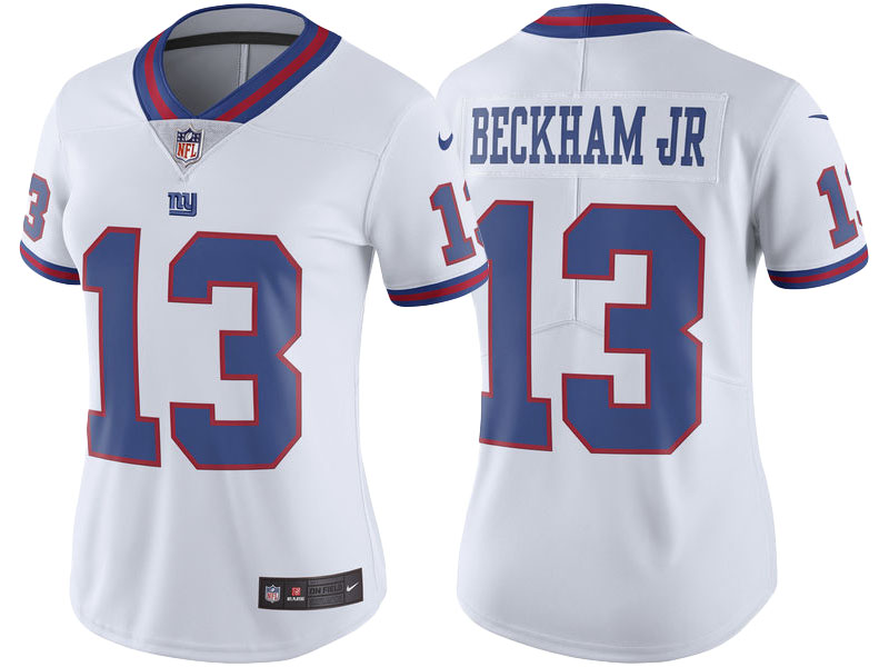 Women's New York Giants #13 Odell Beckham Jr White Color Rush Limited Jersey