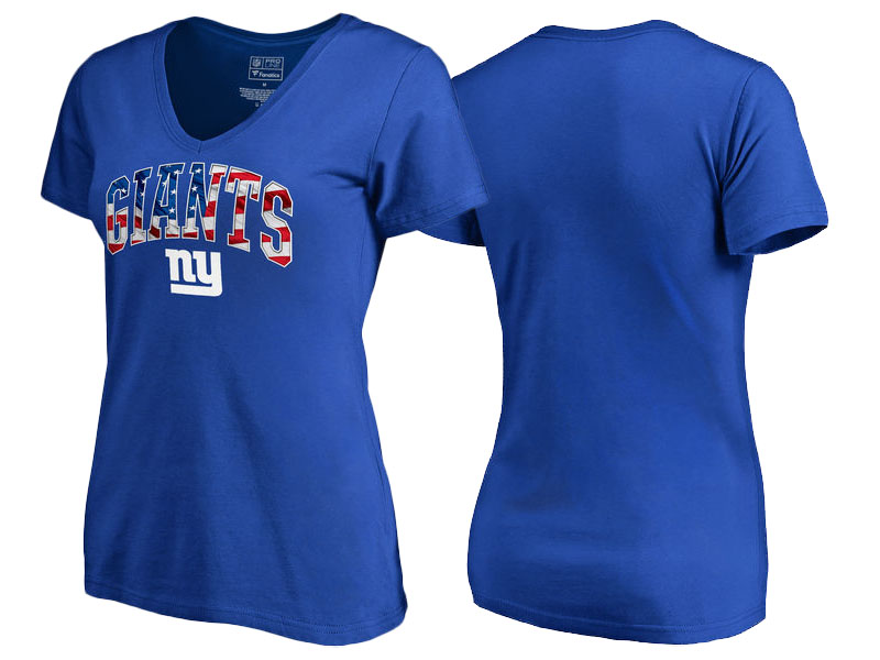 New York Giants Royal Banner Wave T-Shirt