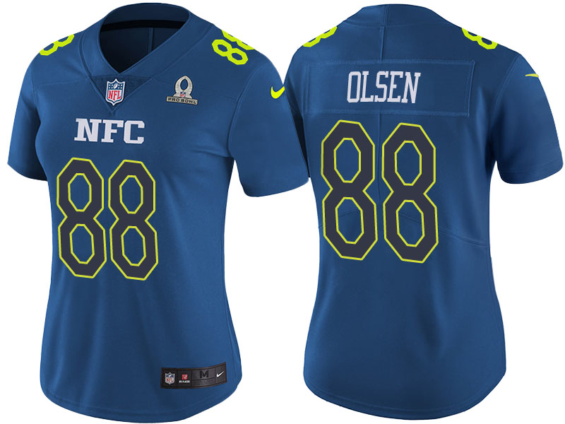 Women's NFC 2017 Pro Bowl Carolina Panthers #88 Greg Olsen Blue Game Jersey