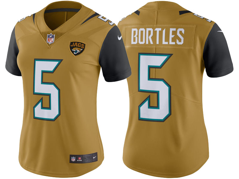 Women's Jacksonville Jaguars #5 Blake Bortles Gold Color Rush Limited Jersey