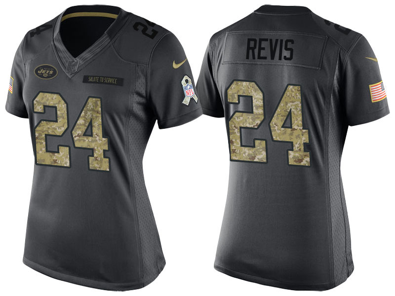 Women's New York Jets #24 Darrelle Revis Camo Anthracite 2016 Salute to Service Limited Jersey