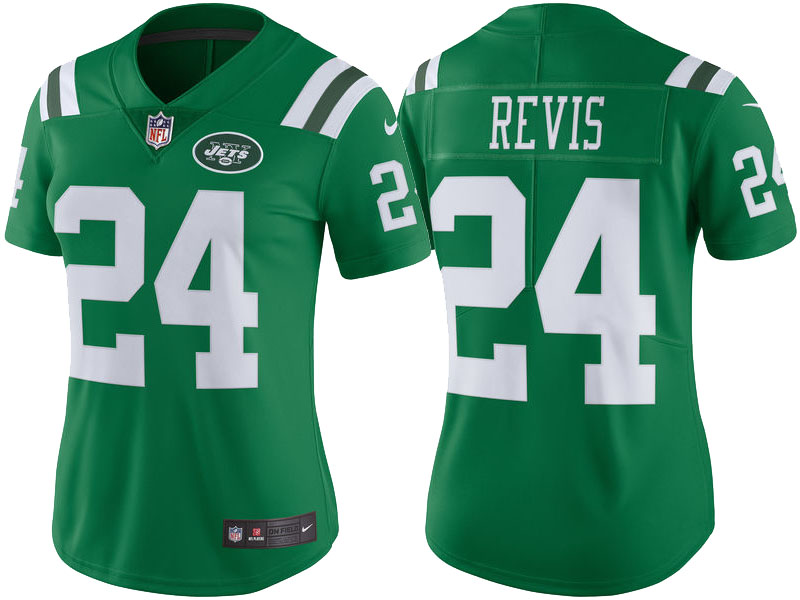 Women's New York Jets #24 Darrelle Revis Green Color Rush Limited Jersey