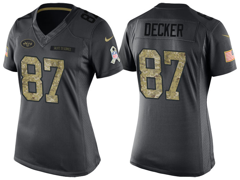 Women's New York Jets #87 Eric Decker Anthracite 2016 Salute to Service Limited Jersey